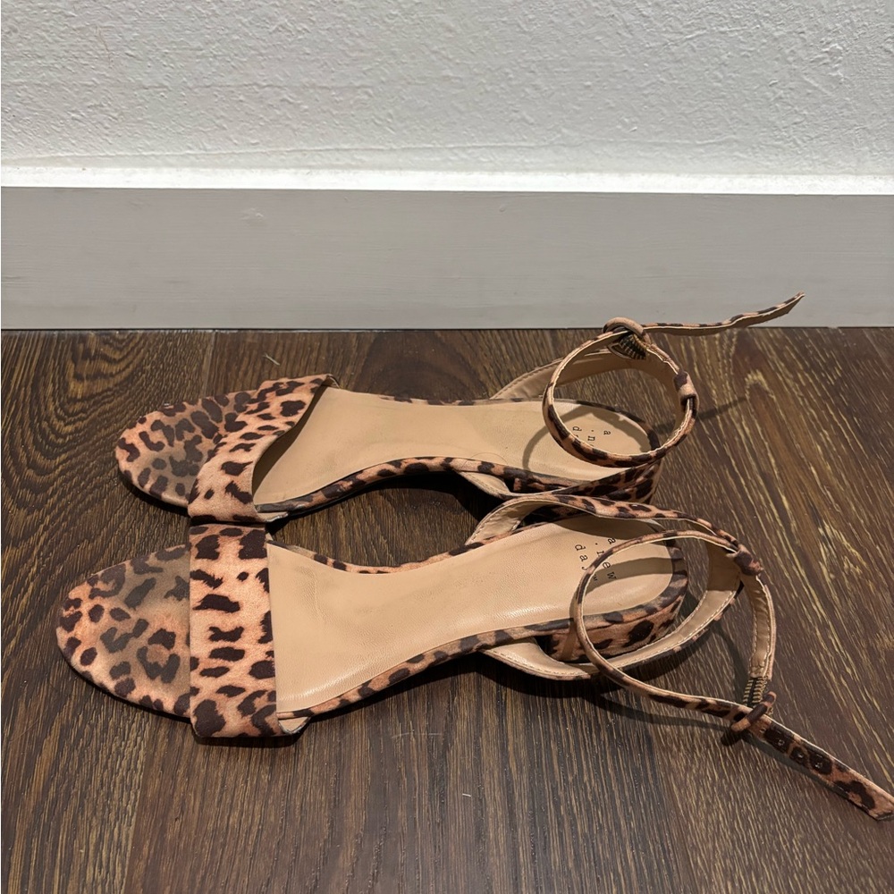A New Day leopard sandals with ankle strap 8.5